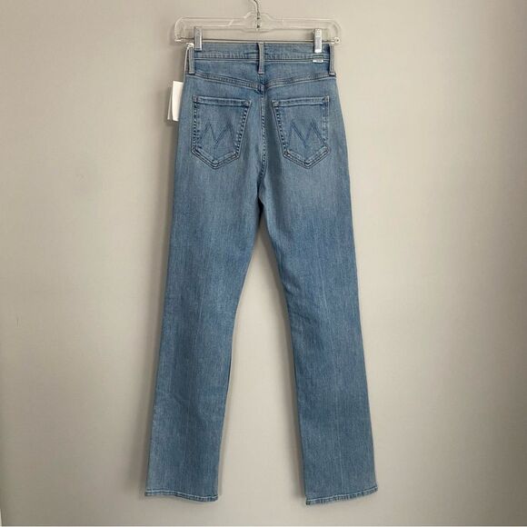 MOTHER High Waisted Rider Skimp Straight Leg Distressed Denim Jeans in Dreamer - Picture 6 of 12